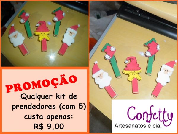 Kit com 5 Prendedores Decorados